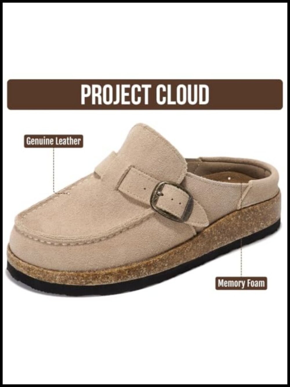 Genuine Leather Mocc Memory Foam Non-Slip Water Resistant Mules - Picture 2 of 6